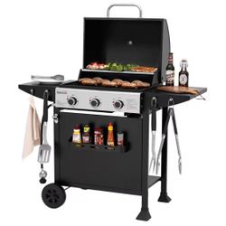  3-Burner BBQ Liquid Propane Gas Grill 
