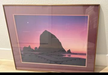 Vintage Sunset At Canon Beach Framed Wall Art 