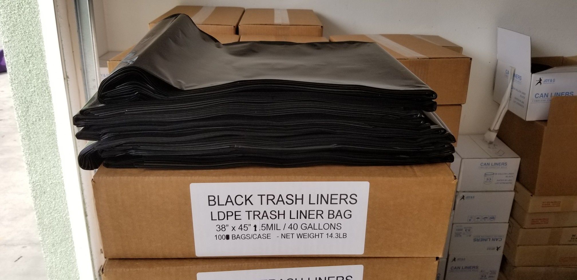 Black trash bags can liners 40/45 gallons 1.5mm