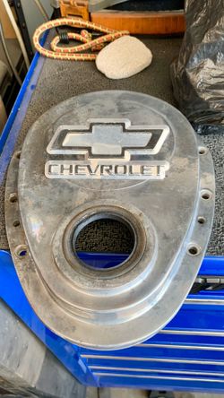 Timing gear cover for a Chevy 350