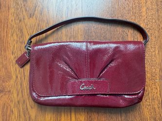 Coach Burgundy Patent Leather Clutch Bag