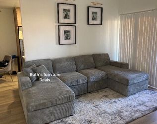 Elegant‼️ 2-Pc Corduroy Sectional Sofa Sets