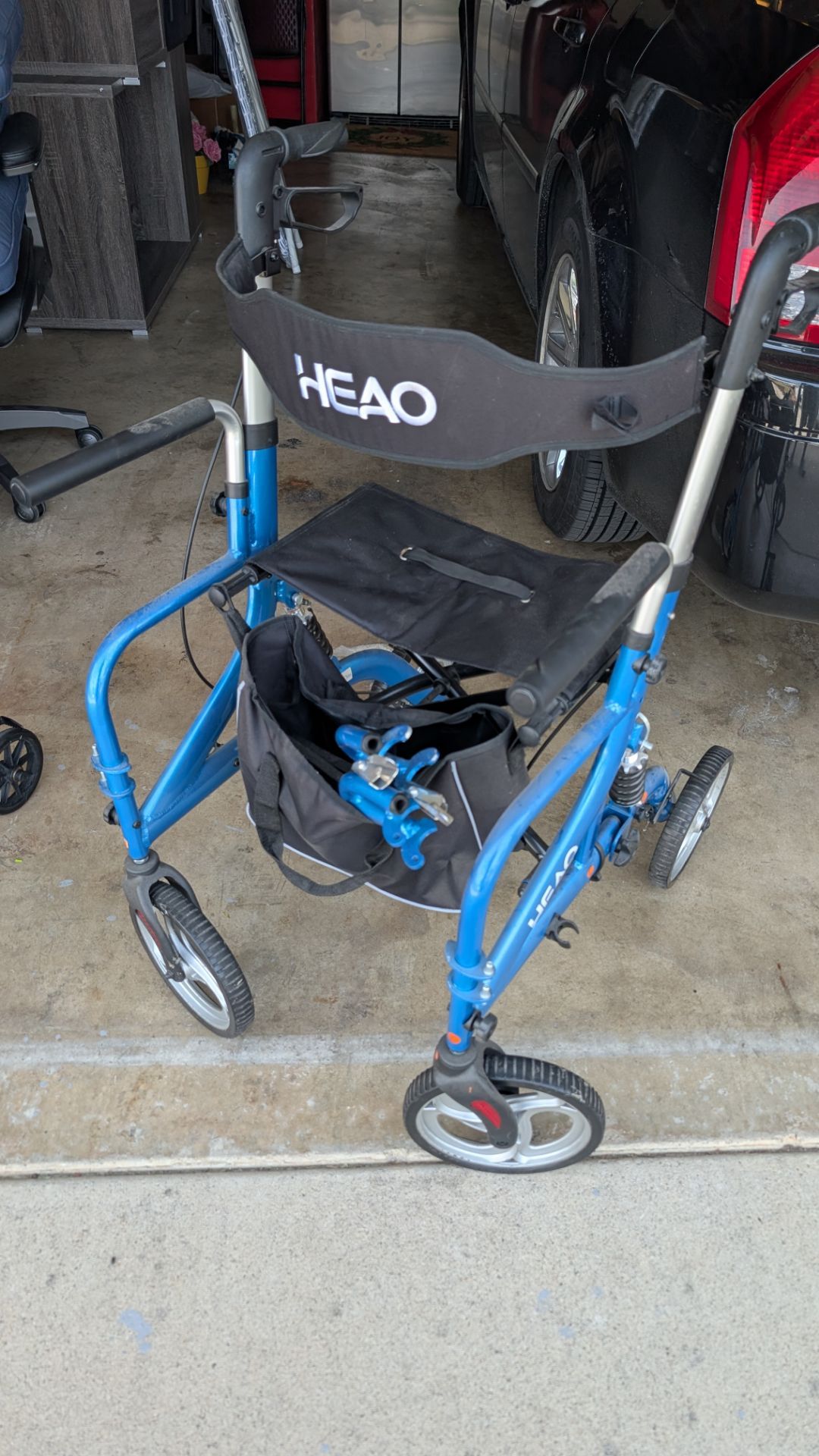 HEAO Rollator Walker with Seat for Seniors,4 x 10" Wheels Upright Walker with Shock Absorber,Padded