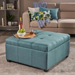 Fabric Tufted Storage Ottoman 