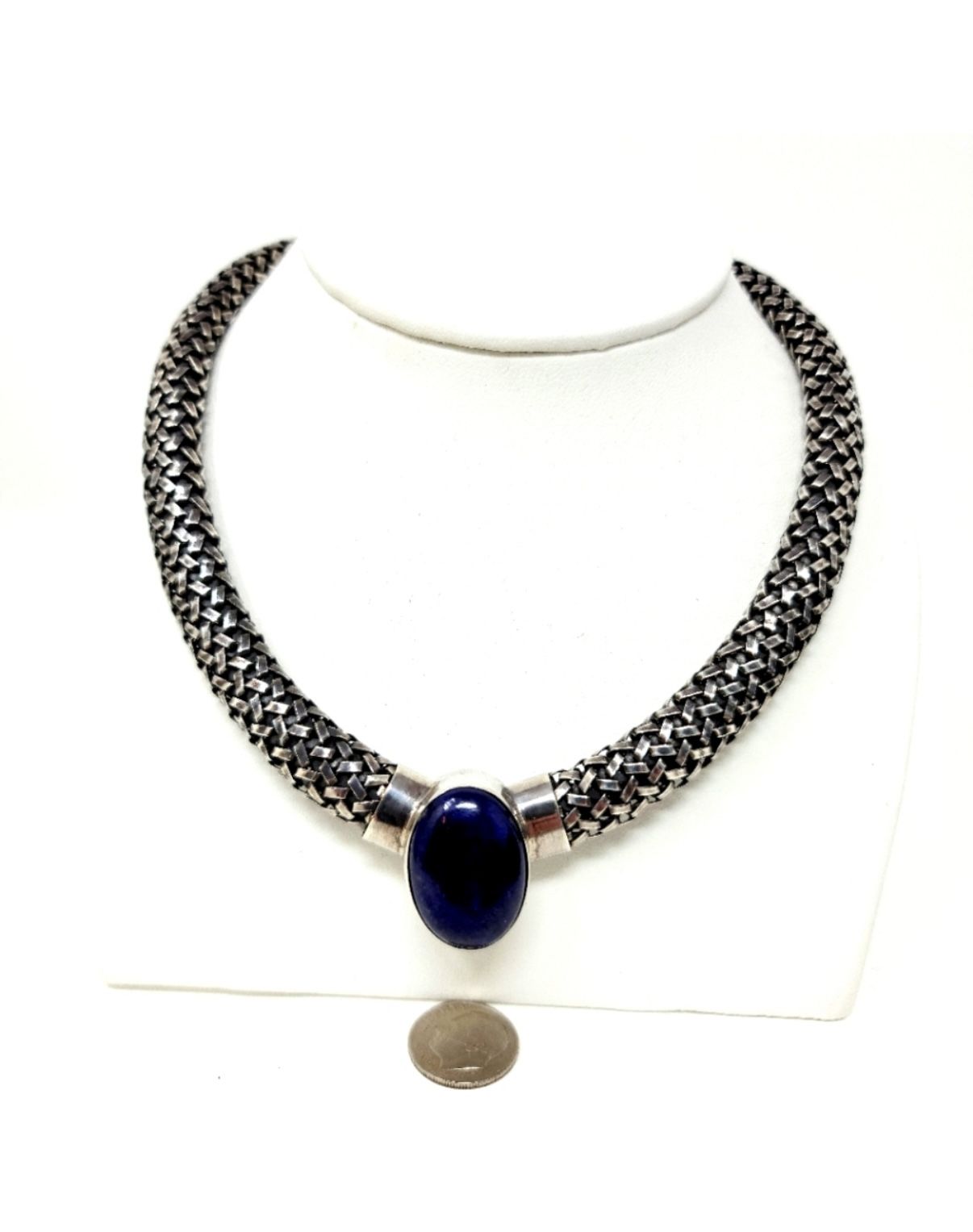 2.73 Oz. Vintage Sterling BA 925 Lapis Lazuli Stone Necklace
