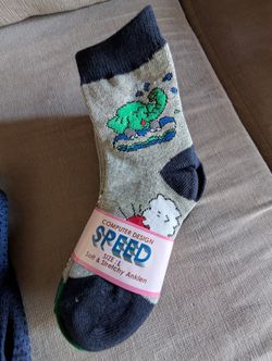 Speed" Computer Design Ankle Socks, Size L - 5 Pack Soft & Stretchy, Unique Pattern