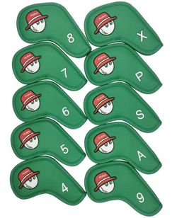 [MAGNETIC] Malbon Iron Head Cover 10 Pcs 4-P, A, S, X (Green)