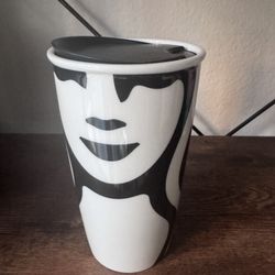 Starbucks 2015 Black/White Face Supergraphic Siren 12 oz
