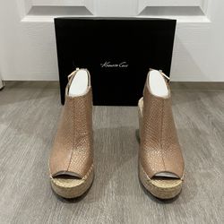 Kenneth Cole Metallic Rose Gold Espadrille Wedge