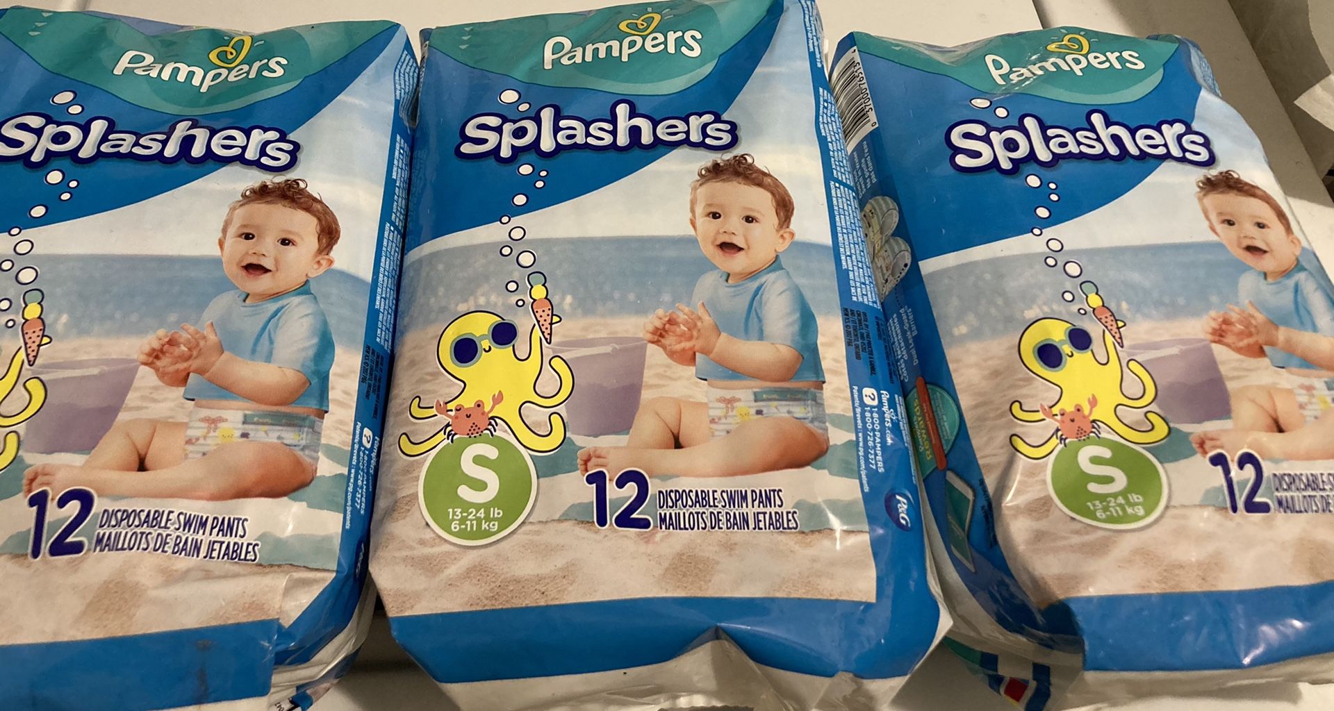 Pamper Splashers  Size Small ( 3) Packages 