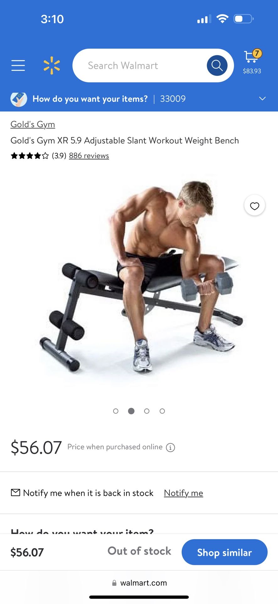 Gold's Gym XR 5.9 Adjustable Slant Workout Weight Bench
