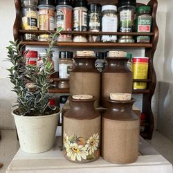 Vintage Ceramics Spice Jars, Spice Cabinet, Kitchen Organization, Daisy Flower, Farmhouse, Cottagecore, Ceramic Container, Salt Jar