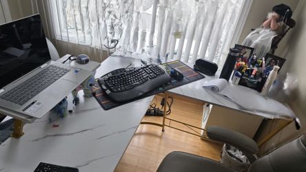 Fake Marble L shaped Desk