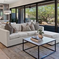 Brand New White Greyish Sectional With Free Ottoman
