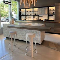 White leather stools