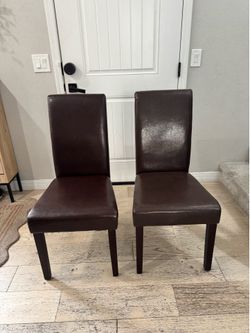 Brown Faux Leather Dining Chairs (2)