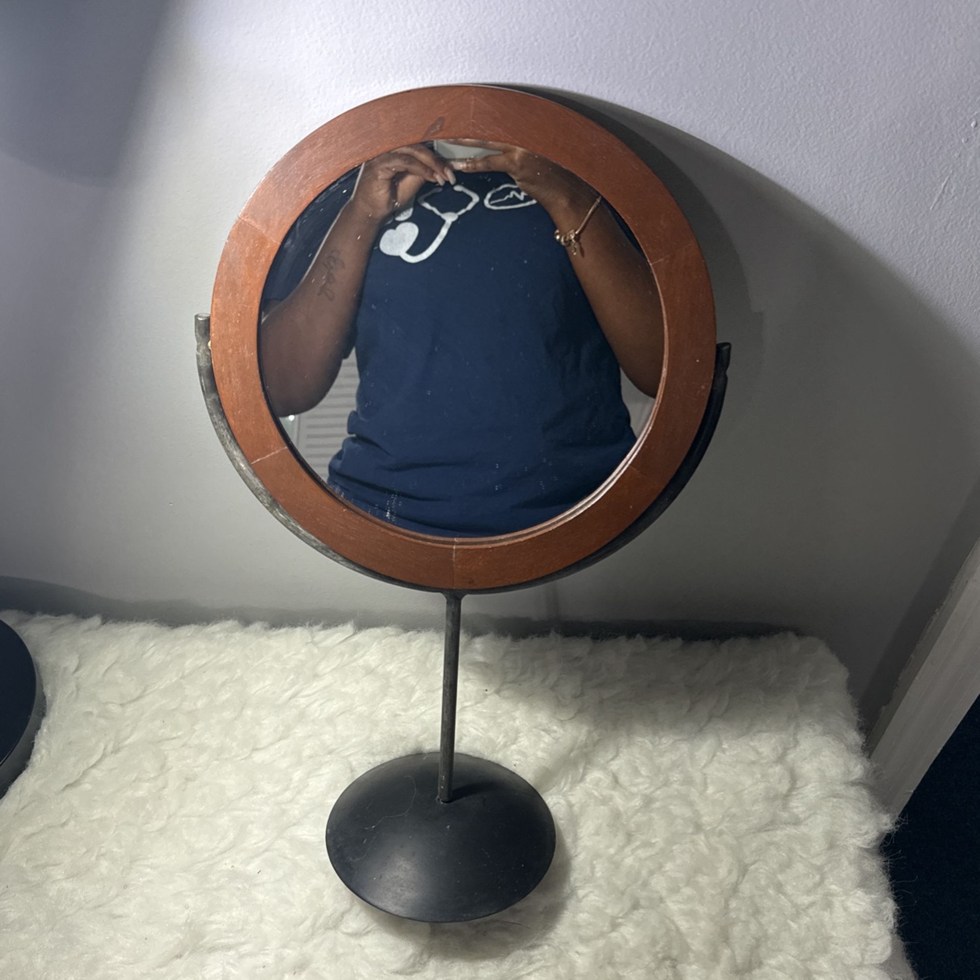 Vintage Wood Make Up mirror