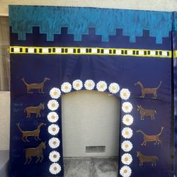 Handcrafted Gates of Ishtar (Backdrop, Background Or Screen)  – Inspired by Ancient Hanging Gardens of Babylon/Assyrain