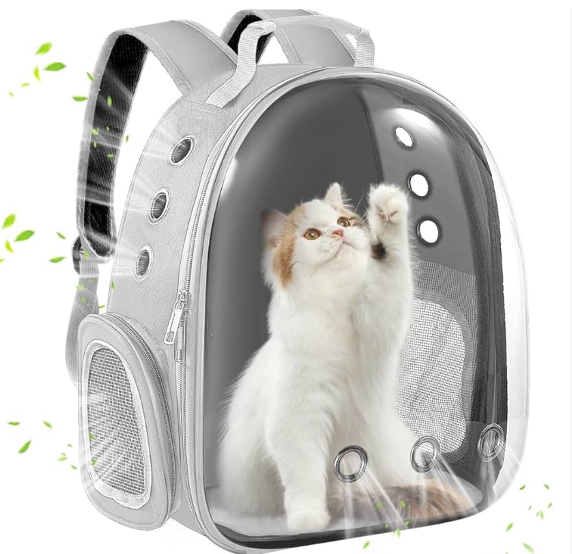 Gray-PetPack Adorable Bubble Carrying Bag for Small, medium dogs Cats, Space Capsule Pet Park, Hiking backpack, Airline Approved Travel