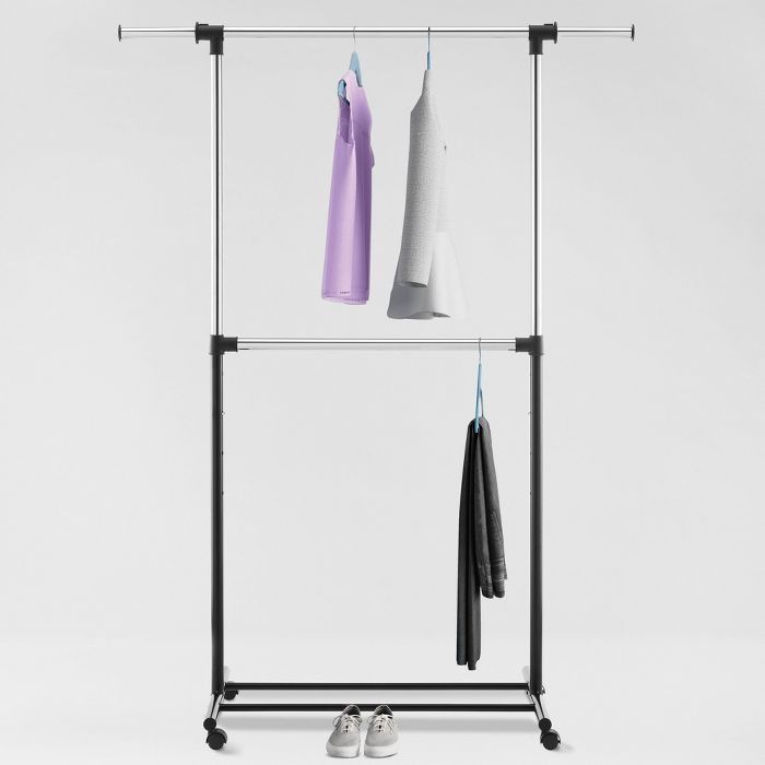 Metal Base Adjustable Rod Garment Rack Black - Room Essentials™