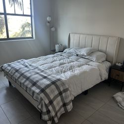 Queen Temperpedic Mattress with Mattress Protector & Bed Frame