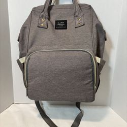 Land Mommy And Baby Back Pack Bag Chic Mom Heather Gray Multiple Compartments