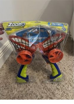 Zoom-O Flying Disc Launcher w/Catch Net | Catch and Shoot Plastic Discs Up to 100 Feet in Air | Fun Outdoor Toy for Boys and Girls