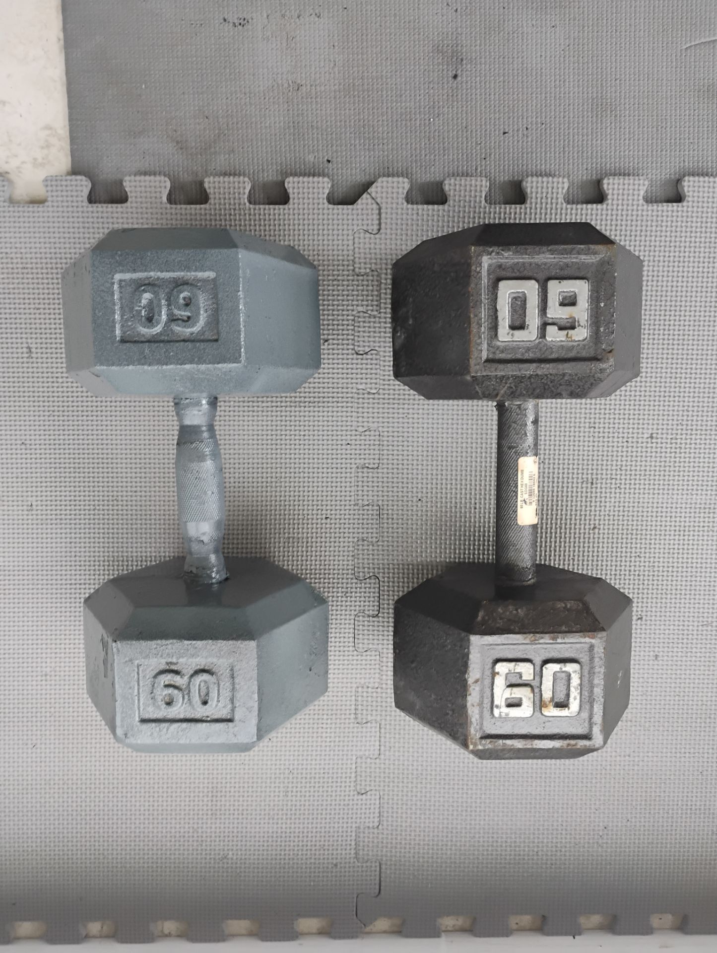 60 Ib cast iron dumbbells