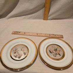 "The Art Of Chokin" 6 1/2" 24K gold edged plates lot of 2--Japan 