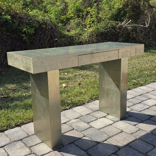 West Elm Parsons Desk with a Hammered Look Metallic Sheet Finish