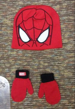 Boys Spiderman Cap/Mittens