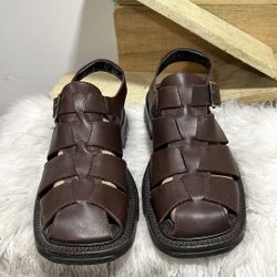 Kenneth Cole New York  Mens Sandal 10 Brown Leather Gladiator Made In Italy  