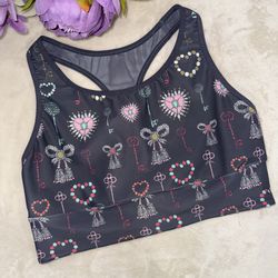 Victoria’s Secret Grey Heart and Key Print Sports Bra