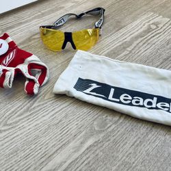 Athletic Specialty Leader Eye Protector Goggles for Racquetball or Anything Plus Glove and Pouch