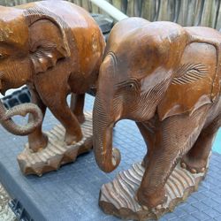 Wood Elephant Statues