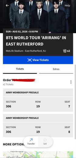 Selling 2x BTS MetLife Stadium, East Rutherford, NJ tickets for Sunday, August 2nd!