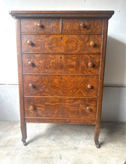 Vintage Quarter-Sawn Oak Tallboy Dresser