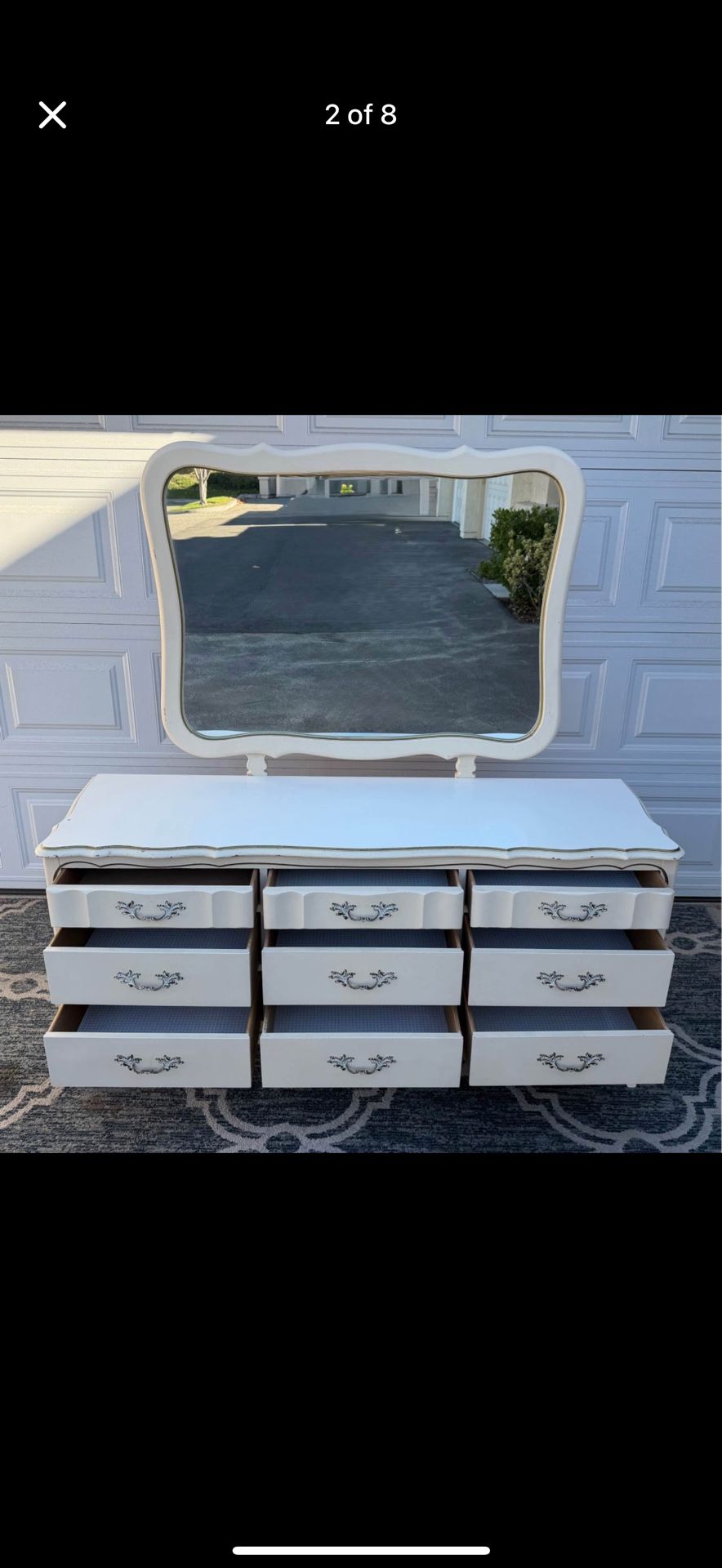 ✨ Vintage White Dresser + Mirror  + Night Stand  ✨