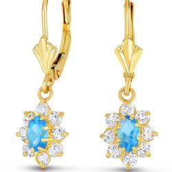 14K Pure Yellow Gold Birthstone Leverback Earrings