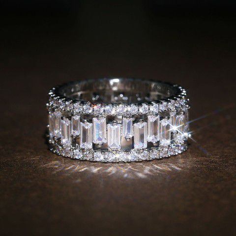 "Dainty Hollow Gems Zircon Luxury Trendy Eternity Rings for Women, PD655
 
