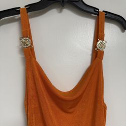 Vibrant Orange Bodycon Maxi Dress – Size M