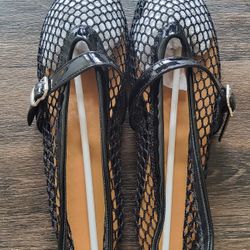 Black Mess Women Flats Size 39 (US 9)