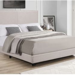 New Sand/Beige Frame Bed 🛏. MATTRESS NOT INCLUDED Available In All Sizes. Same Day Delivery 🚚 