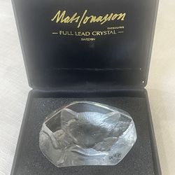 Mats Jonasson Full Lead Crystal Sweden Etched Cat