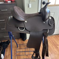Brown Synthetic Saddle And Tack Set. 