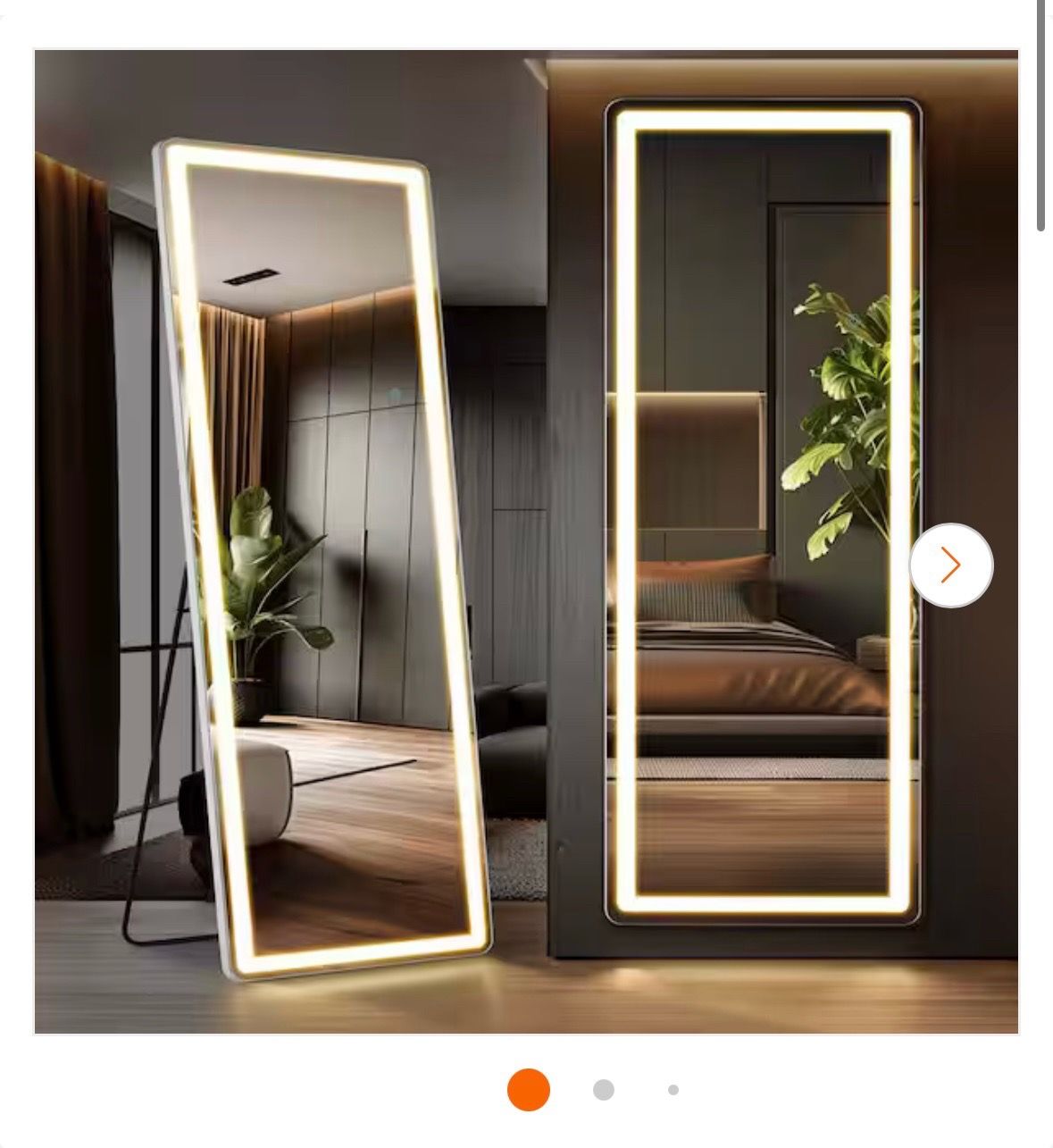 White 26 in. W x 71 in. H Rectangle Full Length Mirror with LED Lights, Lighted Floor Standing Mirror with Stand