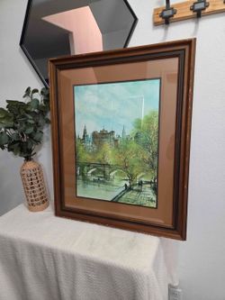 Vintage Mid-Century Framed Ron Folland Print – "Le Vieil Pont" (Able Art)-1978