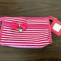 Girls, Pink Cosmetic Bag With Mirror Gently Used