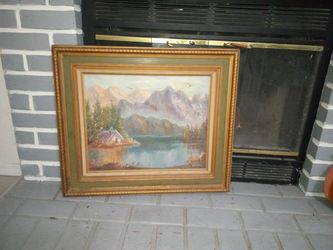 Cabin And Mountains Art