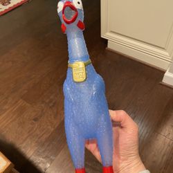ANIMOLDS Squeeze Me Blue Chicken- Hilarious Screaming Rubber- Dog Toy -12.5”
